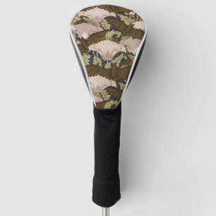 Vintage Art Nouveau Bat and Poppy Floral Pattern Golf Head Cover