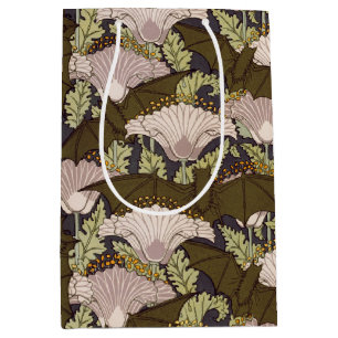 Vintage Art Nouveau Bat and Poppy Floral Pattern Medium Gift Bag