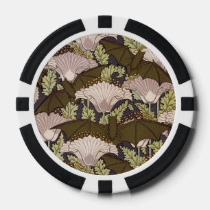 Vintage Art Nouveau Bat and Poppy Floral Pattern Poker Chips