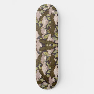 Vintage Art Nouveau Bat and Poppy Floral Pattern Skateboard