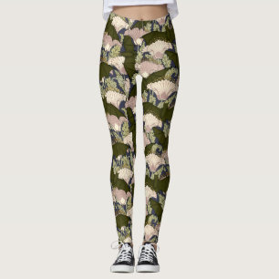 Vintage Art Nouveau Bats And Poppies Pattern Leggings