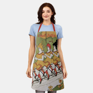 Vintage Art Nouveau, Bearings Tandem Bicycle Apron