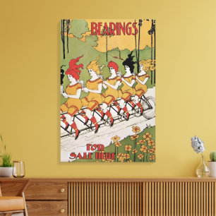 Vintage Art Nouveau, Bearings Tandem Bicycle Canvas Print