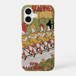 Vintage Art Nouveau, Bearings Tandem Bicycle iPhone 16 Case