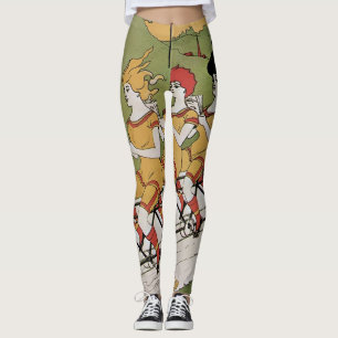 Vintage Art Nouveau, Bearings Tandem Bicycle Leggings