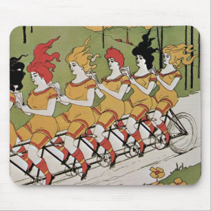 Vintage Art Nouveau, Bearings Tandem Bicycle Mouse Mat