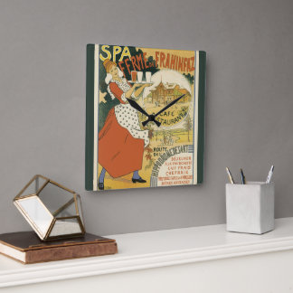 Vintage Art Nouveau, Beer Bar Restaurant and Cafe Square Wall Clock
