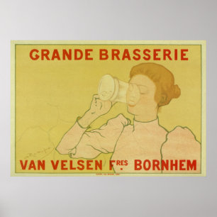 Vintage Art Nouveau Belgium Beer ad Poster