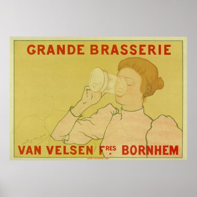 Vintage Art Nouveau Belgium Beer ad Poster (Front)