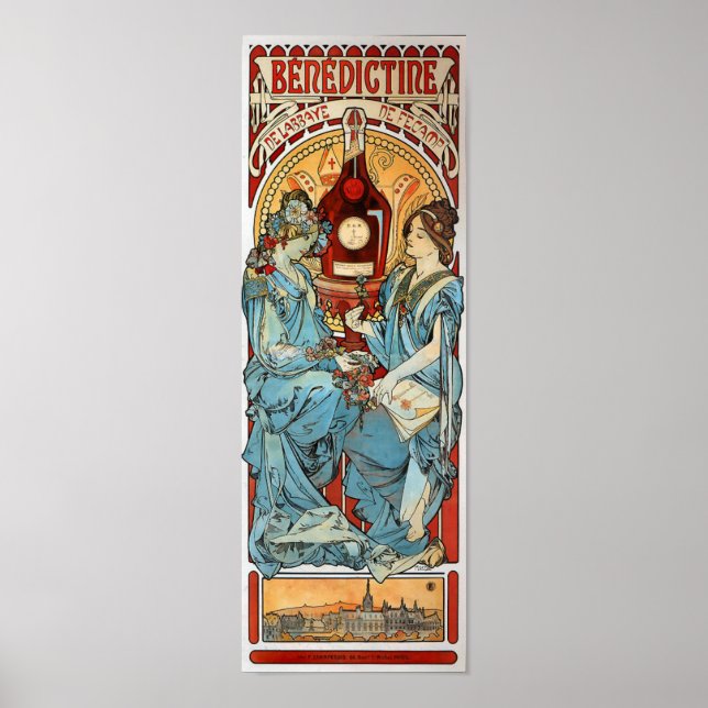  Vintage Art Nouveau Benedictine 1898 Mucha Poster (Front)
