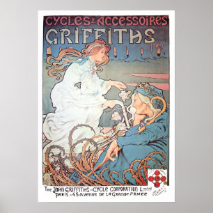 Vintage Art Nouveau Bicycle Ad by H. Thiriet Poster