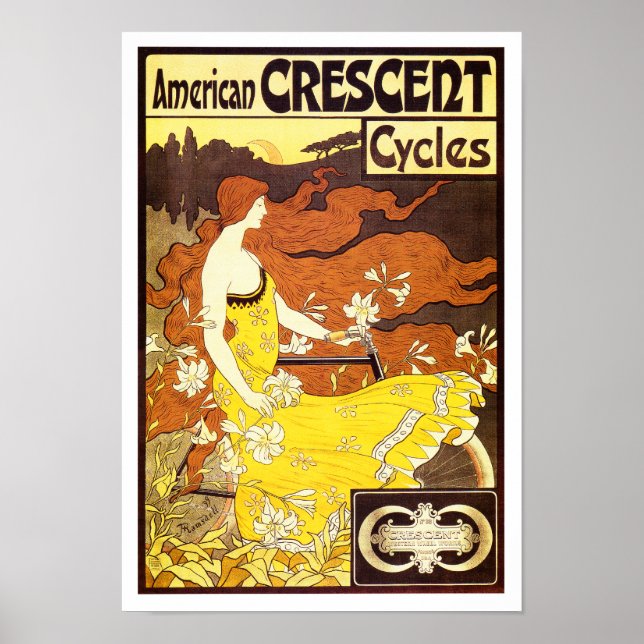 Vintage Art Nouveau Bicycle Ad Poster (Front)