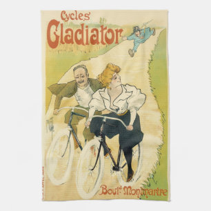 Vintage Art Nouveau, Bicycles Gladiator Cycles Tea Towel