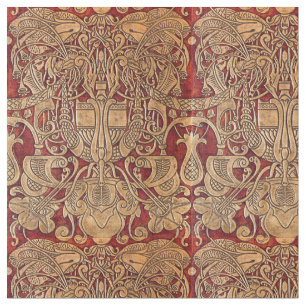 Vintage Art Nouveau Bird And Foliage Pattern Fabric