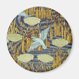 Vintage Art Nouveau Bird & Marsh Nature Pattern Magnet