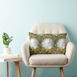 Vintage Art Nouveau Birds and Flowers Pattern Lumbar Cushion