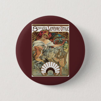 Vintage Art Nouveau, Biscuits by Alphonse Mucha 6 Cm Round Badge