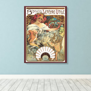 Vintage Art Nouveau, Biscuits by Alphonse Mucha Canvas Print