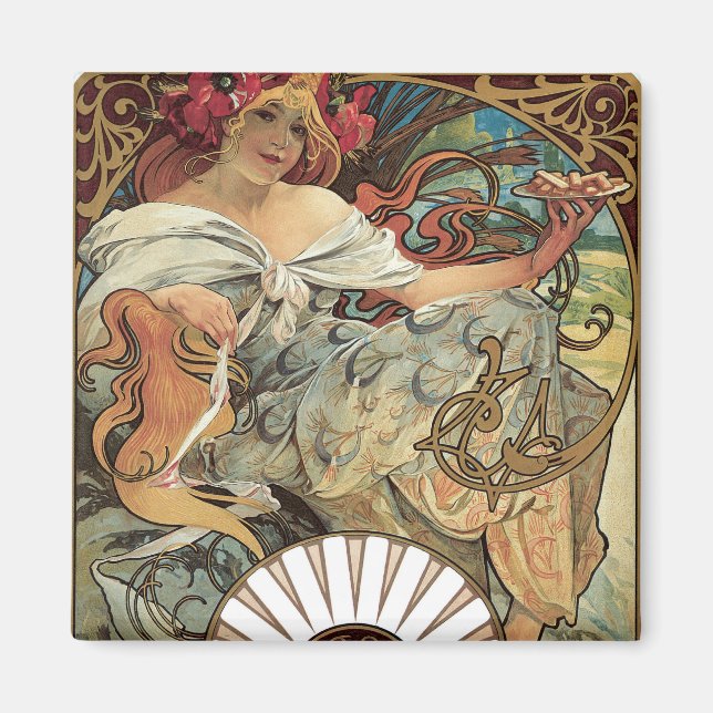 Vintage Art Nouveau, Biscuits by Alphonse Mucha Magnet (Front)