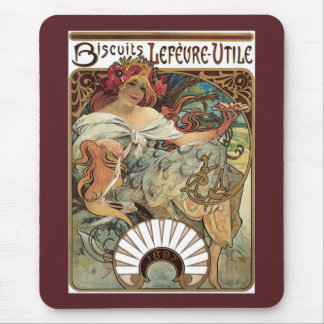 Vintage Art Nouveau, Biscuits by Alphonse Mucha Mouse Mat