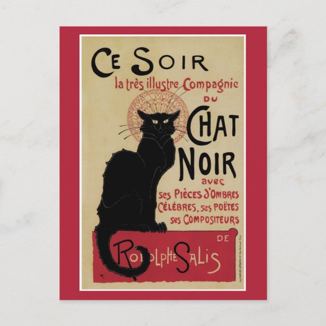 Vintage art nouveau black cat postcard (Front)