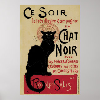 Vintage art nouveau black cat poster