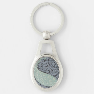 Vintage Art Nouveau Blue Peacock Print Verneuil Key Ring