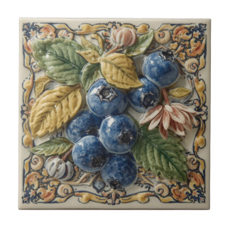 Vintage Art Nouveau Blueberries Floral  Tile