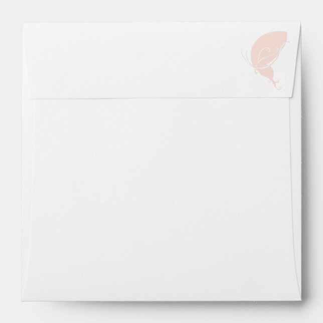 Vintage Art Nouveau Blush Pink Butterfly Wedding Envelope (Back (Top Flap))