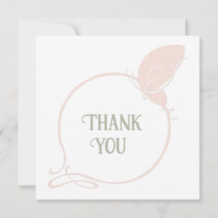 Vintage Art Nouveau Blush Pink Butterfly Wedding Thank You Card