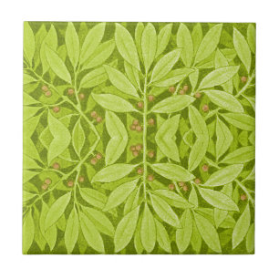 Vintage Art Nouveau Botanical Leaves and Berries Tile