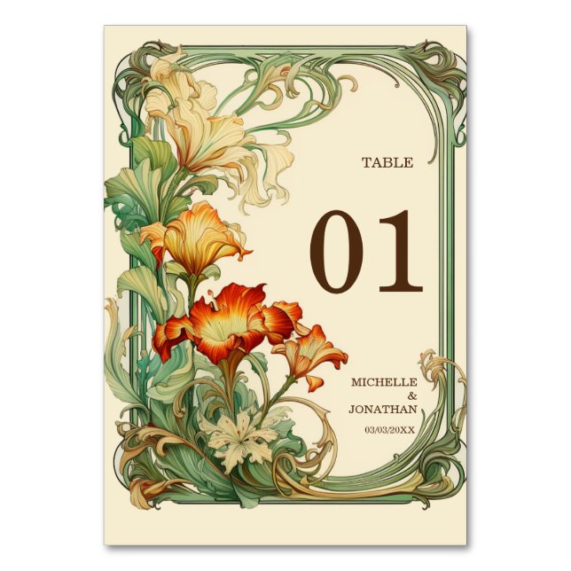 Vintage Art Nouveau Botanical Mucha Thank You (Front)