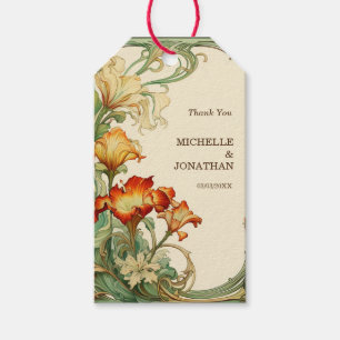 Vintage Art Nouveau Botanical Mucha Thank You Gift Tags