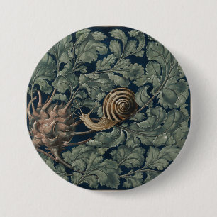 Vintage Art Nouveau Botanical Snail Antique 7.5 Cm Round Badge