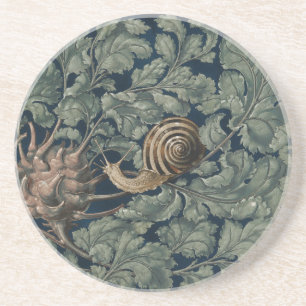 Vintage Art Nouveau Botanical Snail Antique Coaster