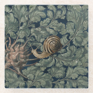 Vintage Art Nouveau Botanical Snail Antique Glass Coaster