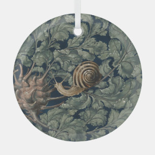 Vintage Art Nouveau Botanical Snail Antique Glass Tree Decoration