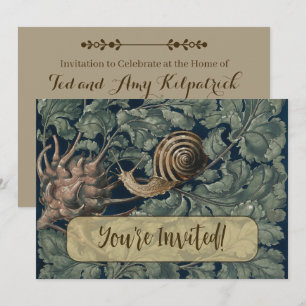 Vintage Art Nouveau Botanical Snail Antique Invitation