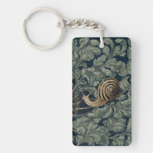 Vintage Art Nouveau Botanical Snail Antique Key Ring