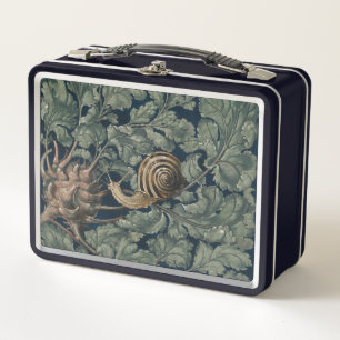 Vintage Art Nouveau Botanical Snail Antique Metal Lunch Box
