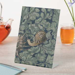 Vintage Art Nouveau Botanical Snail Antique Pedestal Sign