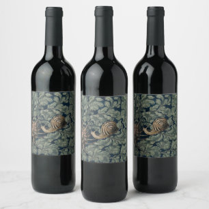 Vintage Art Nouveau Botanical Snail Antique Wine Label