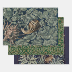 Vintage Art Nouveau Botanical Snail Antique Wrapping Paper Sheet