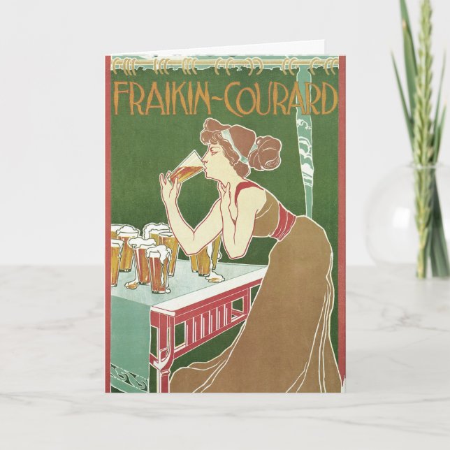 Vintage Art Nouveau Brasserie Fraikin-Courard Beer Card (Front)