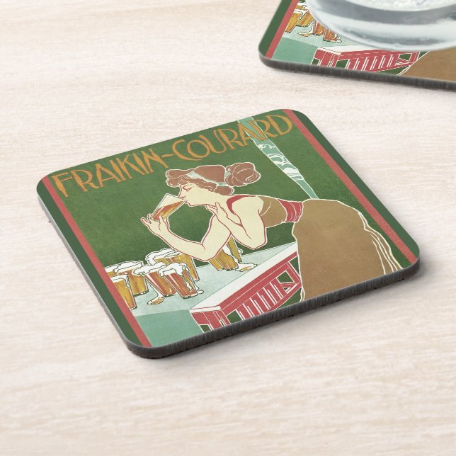 Vintage Art Nouveau Brasserie Fraikin-Courard Beer Coaster (Left Side)
