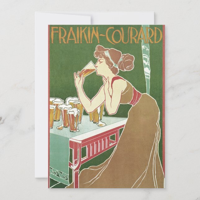Vintage Art Nouveau Brasserie Fraikin-Courard Beer Invitation (Front)
