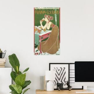 Vintage Art Nouveau Brasserie Fraikin-Courard Beer Poster