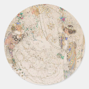 Vintage Art Nouveau Bridal Shower Heart Sticker