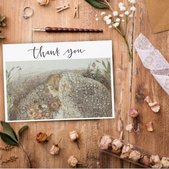 Vintage Art Nouveau Bridal Shower Thank You  Holiday Card (Creator Uploaded)
