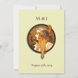 Vintage Art Nouveau Bride Wedding Invitation